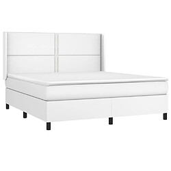 Avis vidaXL Sommier à lattes de lit matelas LED Blanc 160x200 cm Similicuir