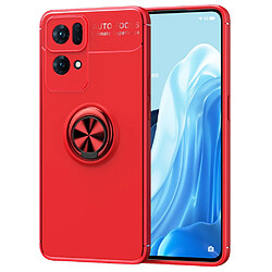 Coque en TPU anti-chocs avec béquille à anneau magnétique, rouge pour votre Oppo Reno7 Pro 5G