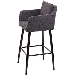 Avis Decoshop26 Lot de 2 tabourets de bar avec repose-pieds en tissu gris foncé et métal noir TDB04062