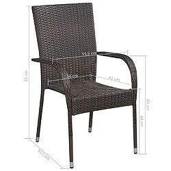 Maison Chic Lot de 2 Chaises empilables d'extérieur Résine tressée Marron -GKD76852 pas cher