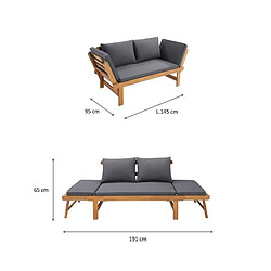 Acheter Banquette de jardin en bois dacacia FSC - 2 places - KAYDA - Avec coussins