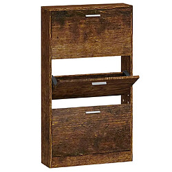 Maison Chic Armoire à Chaussures,Meuble de Rangement à Chaussures Chêne fumé 59x17x108 cm Bois d'ingénierie -MN22054