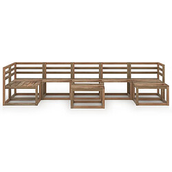 vidaXL Salon de jardin 8 pcs Marron Bois de pin imprégné