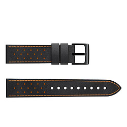 Bracelet en cuir véritable piqûre ligne noir/orange pour votre Samsung Galaxy Watch3 45mm