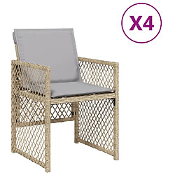 vidaXL Chaises de jardin avec coussins lot de 4 mélange beige