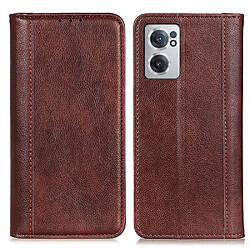 Etui en PU texture litchi, auto-absorbé magnétique, anti-chocs avec support, marron pour votre OnePlus Nord CE 2 5G