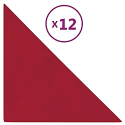 vidaXL Panneaux muraux 12 pcs Rouge bordeaux 30x30 cm Velours 0,54 m²