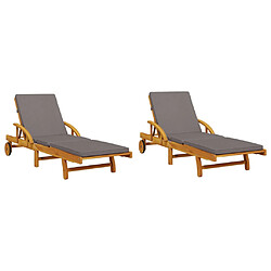 Avis vidaXL Chaises longues lot de 2 avec table bois massif d'acacia