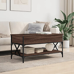 Avis ComfortXL Table Basse Chêne Marron 100x50x50cm Bois D'ingénierie Et Métal