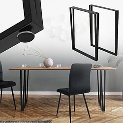 ML DESIGN MODERN LIVING 2 Pieds de table acier rectangulaire piètement de meuble DIY noir 50x8/4x71,5 cm