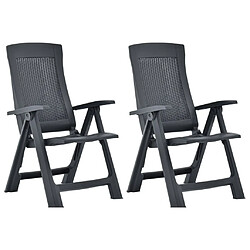 Maison Chic Lot de 2 Chaises inclinables de jardin - Fauteuil d'extérieur Plastique Anthracite -MN50655