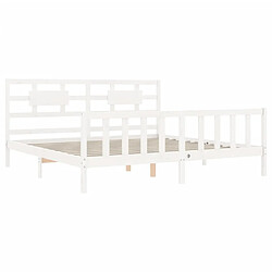 Maison Chic Lit adulte - Cadre Structure de lit avec tête de lit Contemporain blanc 200x200 cm bois massif -MN17267 pas cher