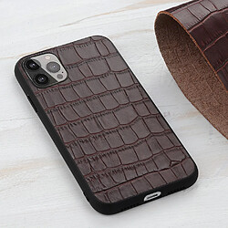 Coque en TPU + cuir véritable anti-rayures en peau de crocodile marron pour votre Apple iPhone 13 Pro Max 6.7 pouces