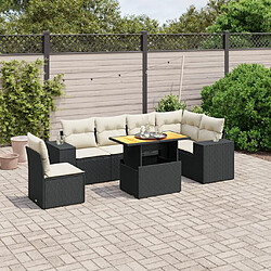 Maison Chic Ensemble Tables et chaises d'extérieur 7pcs avec coussins,Salon de jardin noir résine tressée -GKD615044