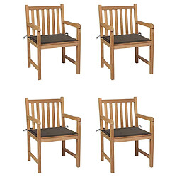 vidaXL Chaises de jardin lot de 4 et coussins taupe