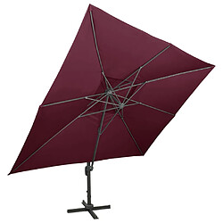 vidaXL Parasol de jardin en porte-à-faux à double toit rouge bordeaux