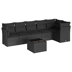 Maison Chic Salon de jardin 7 pcs avec coussins | Ensemble de Table et chaises | Mobilier d'Extérieur noir résine tressée -GKD60229