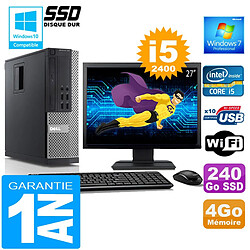 PC DELL 990 SFF Core I5-2400 Ram 4Go Disque 240 Go SSD Wifi W7 Ecran 27" - Occasion