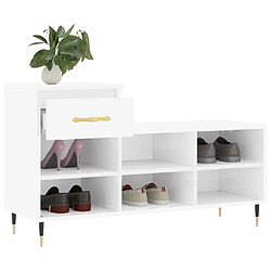 Acheter Maison Chic Armoire à chaussure,Meuble à Chaussures Blanc brillant 102x36x60 cm Bois ingénierie -MN96658