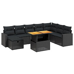 Maison Chic Ensemble Tables et chaises d'extérieur 9 pcs avec coussins,Salon de jardin noir résine tressée -GKD847705