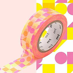 Masking tape mosaïque rose et jaune - 1,5 cm x 7 m