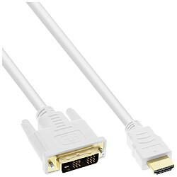 Câble InLine® HDMI vers DVI mâle à 18 + 1 mâle or blanc 0,5m