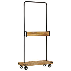 Avis vidaXL Porte-vêtements et roues 90x35x190 cm bois de manguier et fer