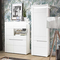 Dansmamaison Armoire 2 portes Blanc Brillant à LED - KIELE