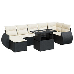 vidaXL Salon de jardin 8 pcs avec coussins noir résine tressée