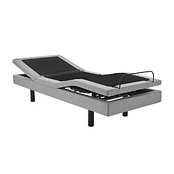 Acheter Vente-Unique Lit électrique de relaxation déco + matelas ressorts ensachés et mémoire de forme - 90 x 200 cm - Tissu - Gris - RIZALI de DREAMEA