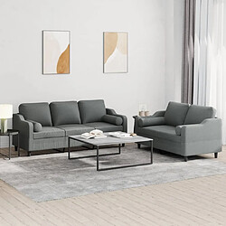 Maison Chic Ensemble de canapés 2 pcs coussins, Canapé droit Sofa pour Salon gris foncé tissu -GKD137804