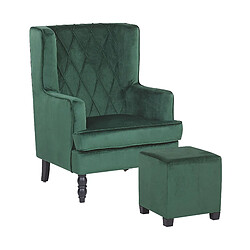 Beliani Fauteuil SANDSET Velours Vert foncé