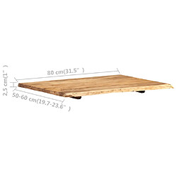 Avis vidaXL Dessus de table Bois d'acacia massif 80x(50-60)x2,5 cm