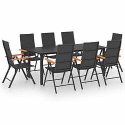 Salle à manger de jardin 9 pcs,Table et chaise à dîner Noir et marron -MN52599