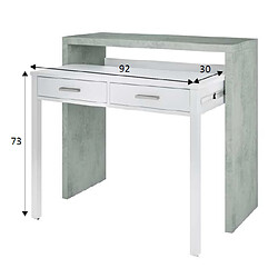 Alter Bureau console extensible avec deux tiroirs, couleur béton et blanc opaque, Mesures 98 x 87 x 36 cm (extensible jusqu'à 66 cm) pas cher