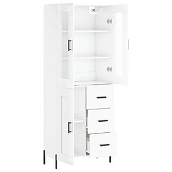 Avis vidaXL Buffet haut Blanc brillant 69,5x34x180 cm Bois d'ingénierie