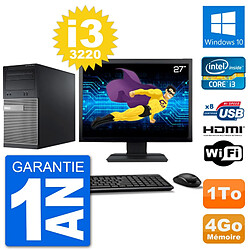 PC Dell 3010 MT Ecran 27" i3-3220 RAM 4Go Disque Dur 1To HDMI Windows 10 Wifi - Occasion