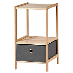 Meuble d'appoint bois 3 niveaux 1 tiroir de rangement en tissu 32X26X55,5cm+KIPIT