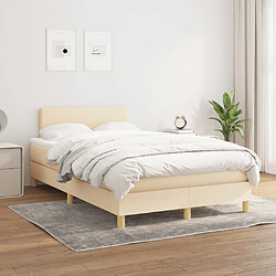 vidaXL Sommier à lattes de lit avec matelas Crème 120x200 cm Tissu