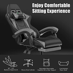 RATTANTREE Chaise de Gaming avec Repose-Pied, siège gaming, fauteuil gaming, Dossier Inclinable à 155, chaise bureau gaming avec appuie-tête, Noir Gris pas cher