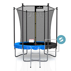 Jump4Fun Trampoline extérieur Classique ø185 cm- 6FT- Filet intérieur, Matelas de protection réversible et Echelle