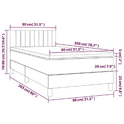 vidaXL Sommier à lattes de lit avec matelas et LED Gris foncé 80x200cm pas cher