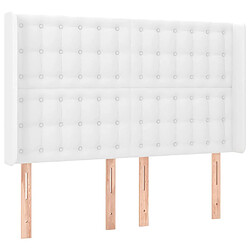 Maison Chic Tête de lit scandinave avec oreilles,meuble de chambre Blanc 147x16x118/128 cm Similicuir -MN81764