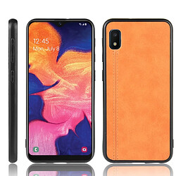 Wewoo Coque Pour Galaxy A10e Antichoc Peau de vache à coudre Motif PC + PU + TPU Case Orange