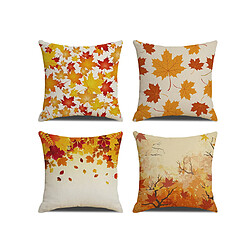 P59 4pcs 45 * 45cm Thanksgiving Maple Feuille motif de linge oreiller housse d'impression oreiller coussin coussin housse décoration