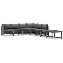 Maison Chic Salon de jardin 8 pcs + coussins - Mobilier/Meubles de jardin - Table et chaises d'extérieur Résine tressée Gris -MN90114