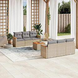 Maison Chic Ensemble à manger d'extérieur 7 pcs avec coussins,Salon de jardin,Mobilier de jardin mélange beige résine tressée -GKD710245