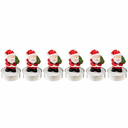 Lot de 6 Bougies Déco Père Noël 6cm Rouge & Blanc