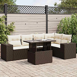 vidaXL Salon de jardin avec coussins 6 pcs marron résine tressée