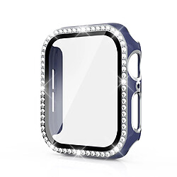 Coque en TPU Cadre en cristal de galvanoplastie bleu/argent pour votre Apple Watch 4/5/6/SE 40mm